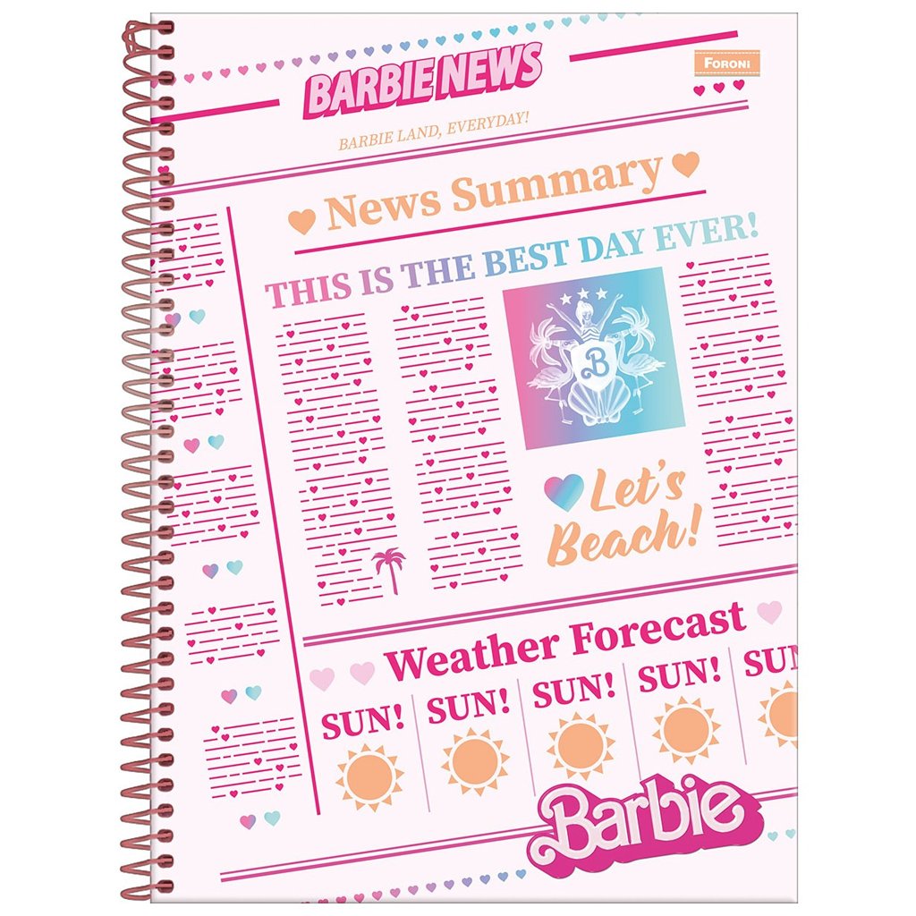 Caderno Espiral Universitário Foroni Barbie The Movie 1M C/80Fls