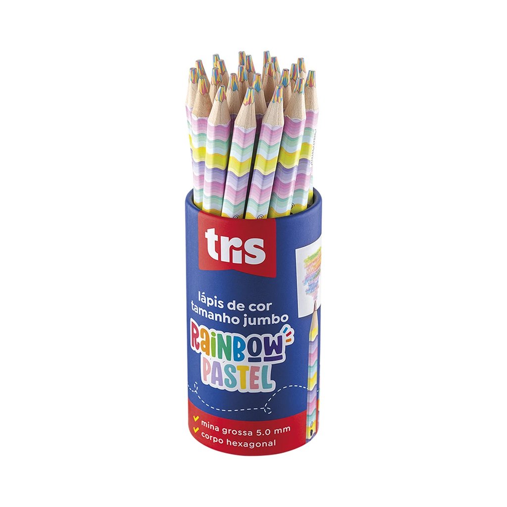 Lápis De Cor Jumbo Tris Rainbow Pastel