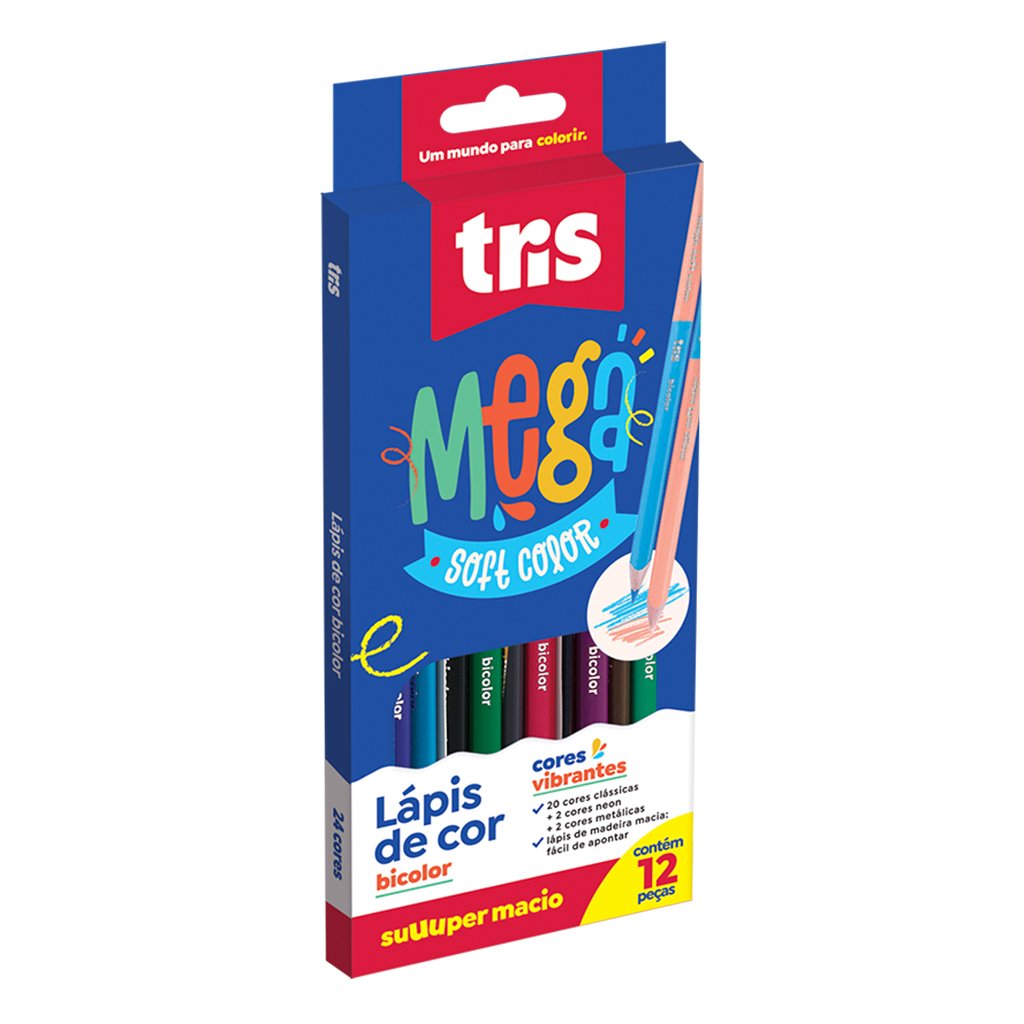 lapis de cor tris mega soft color bicolor 12 unds 1