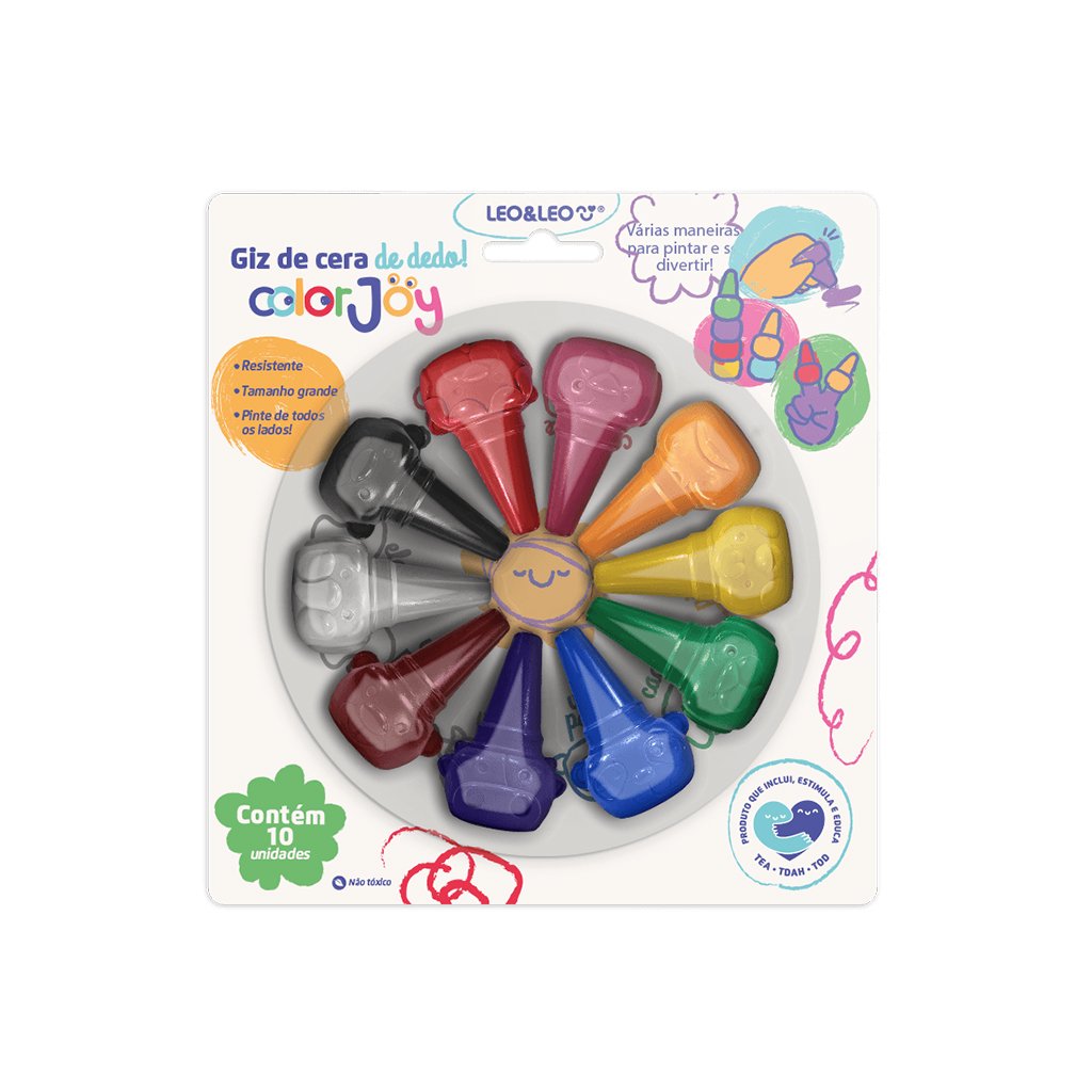 giz de cera de dedo leo leo colorjoy c10 cores 1