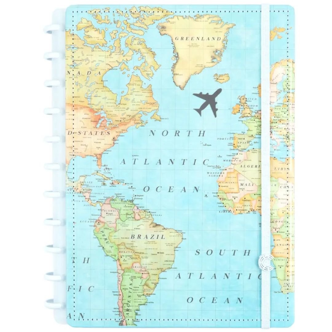 caderno inteligente by gocase mapa mundi azul grande 90gm com 80 folhas 1