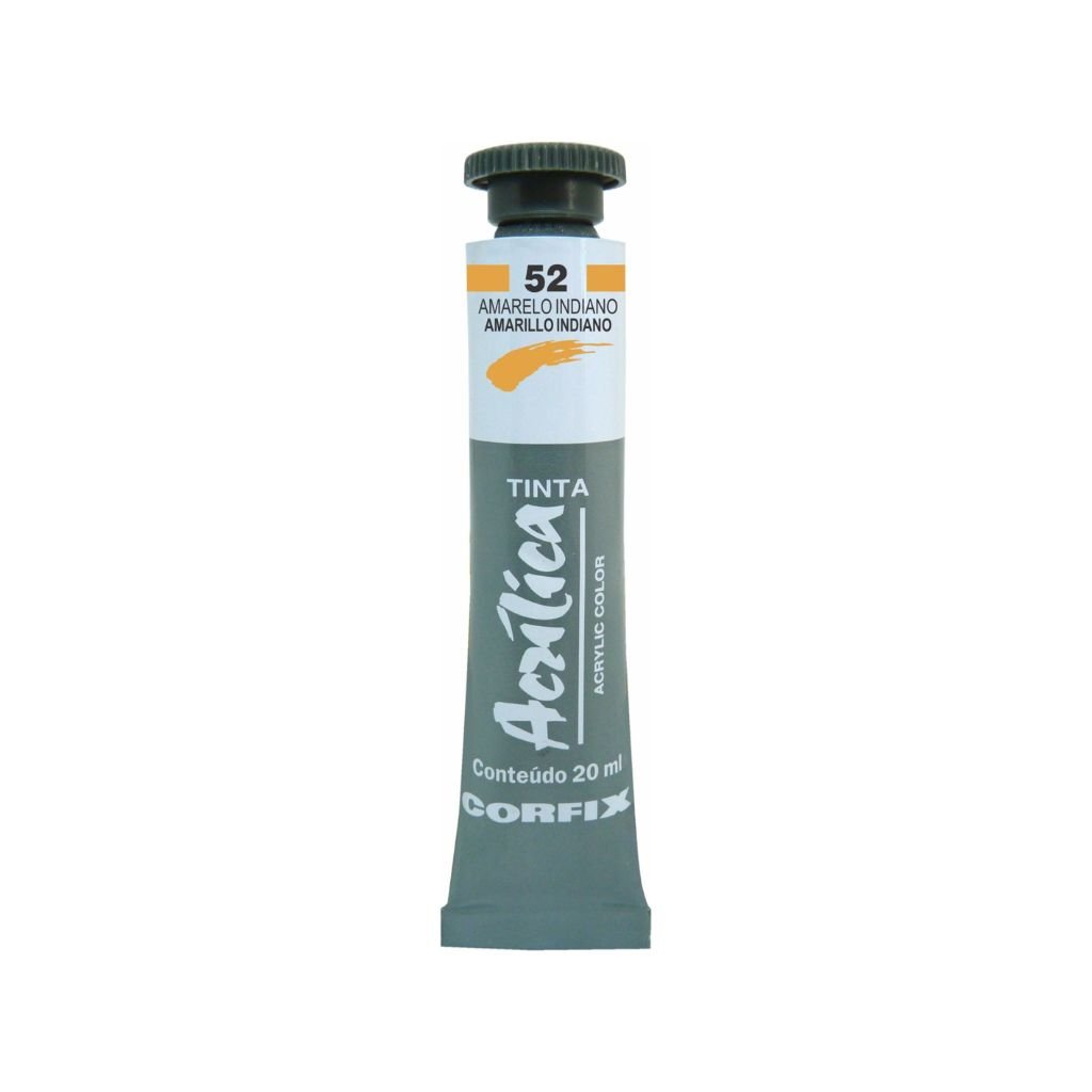 tinta acrilica corfix 20ml 52 amarelo indiano